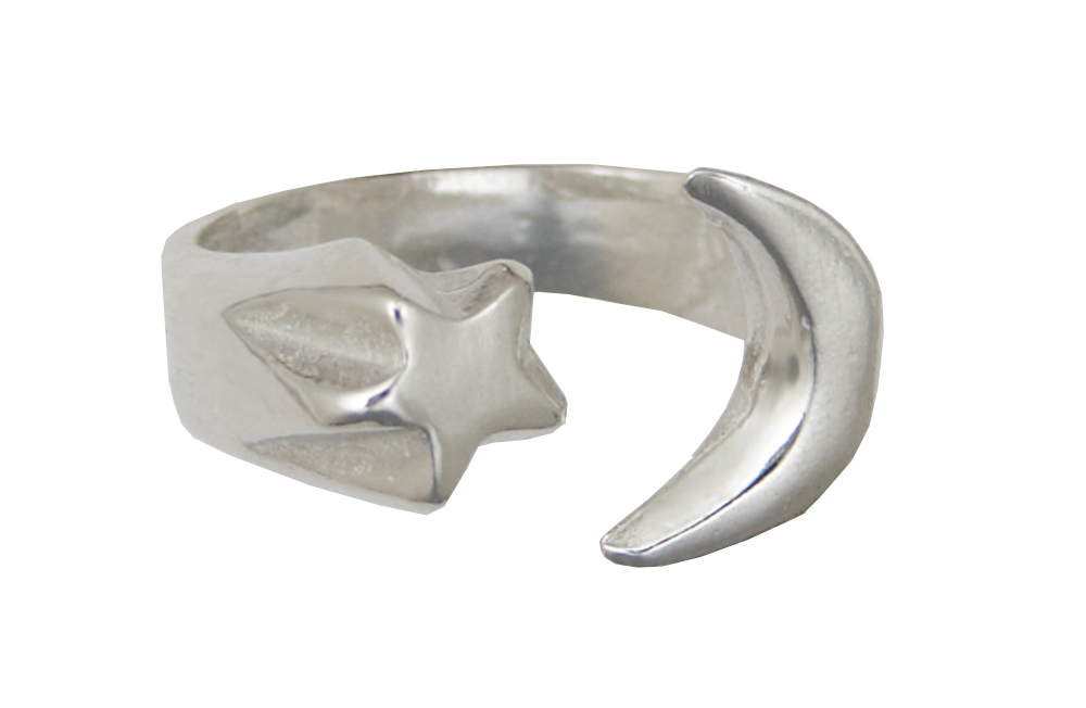 Sterling Silver Moon And Star Ring Size 7