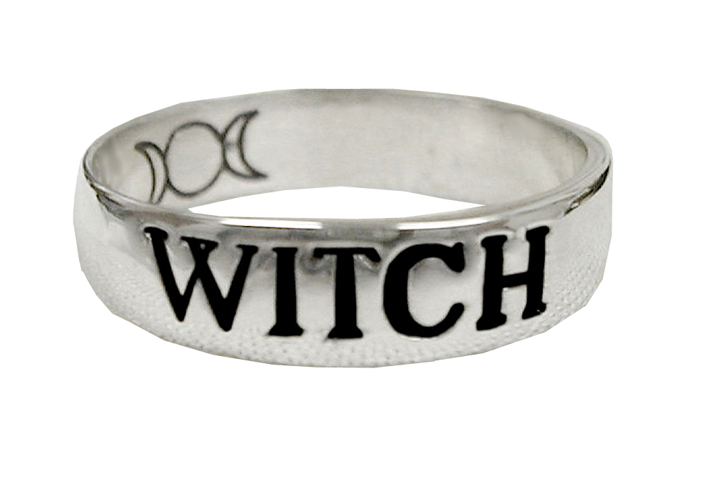 Sterling Silver "WITCH" Word Band Ring Size 9