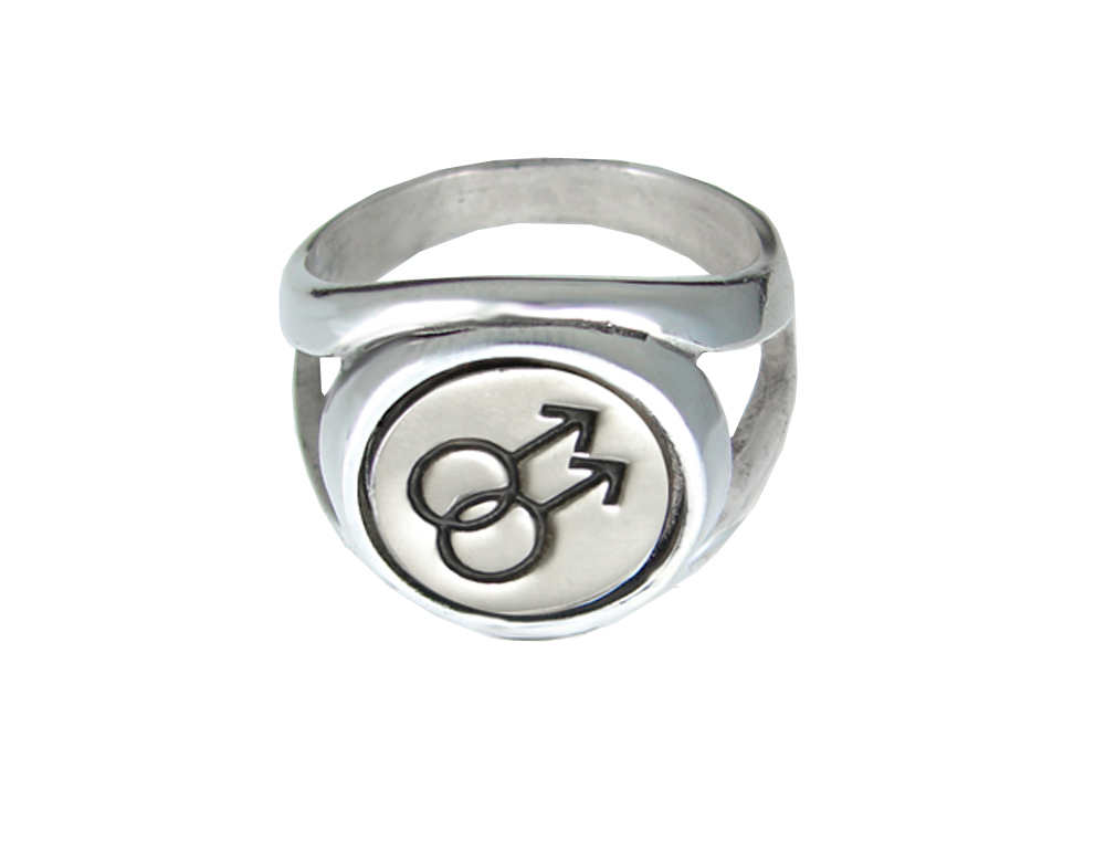 Sterling Silver Male Gay Pride Ring Size 12