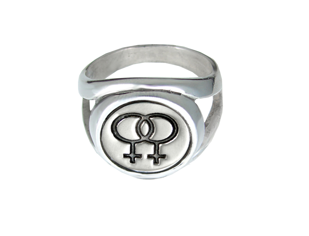 Sterling Silver Lesbian Female Gay Symbol Ring Size 13