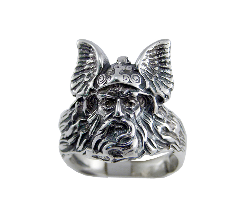 Sterling Silver Winged Helmet Thor Viking Ring Size 9