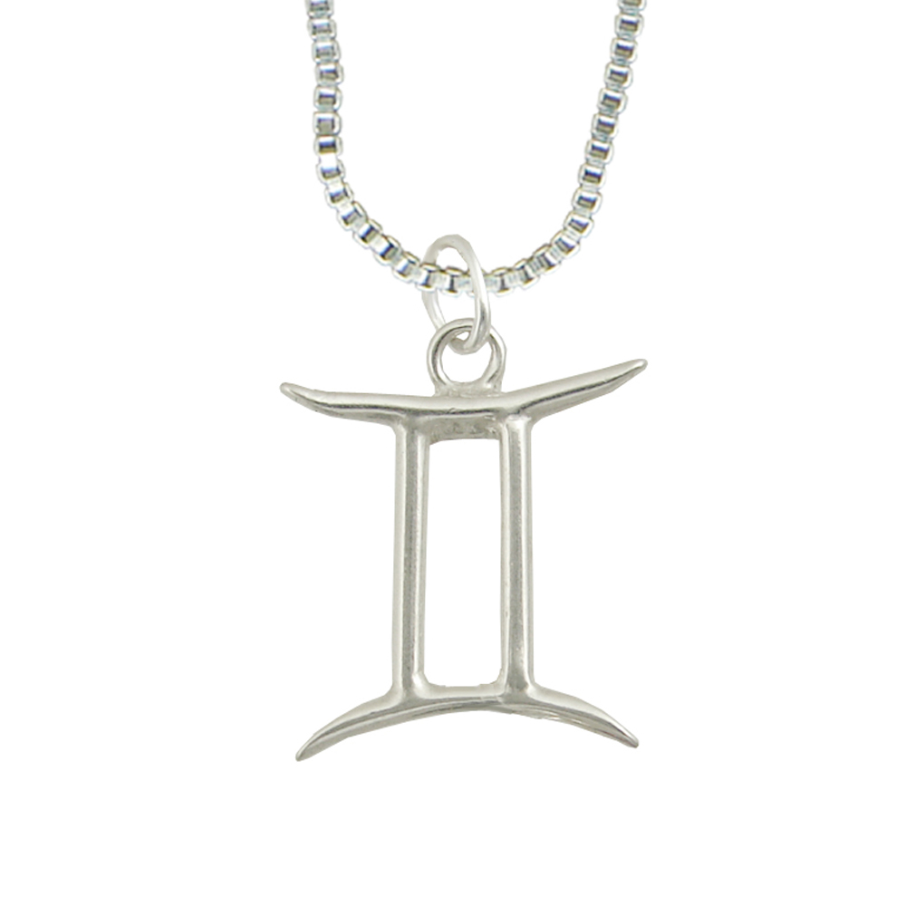 Sterling Silver Zodiac Symbol Gemini Pendant Necklace