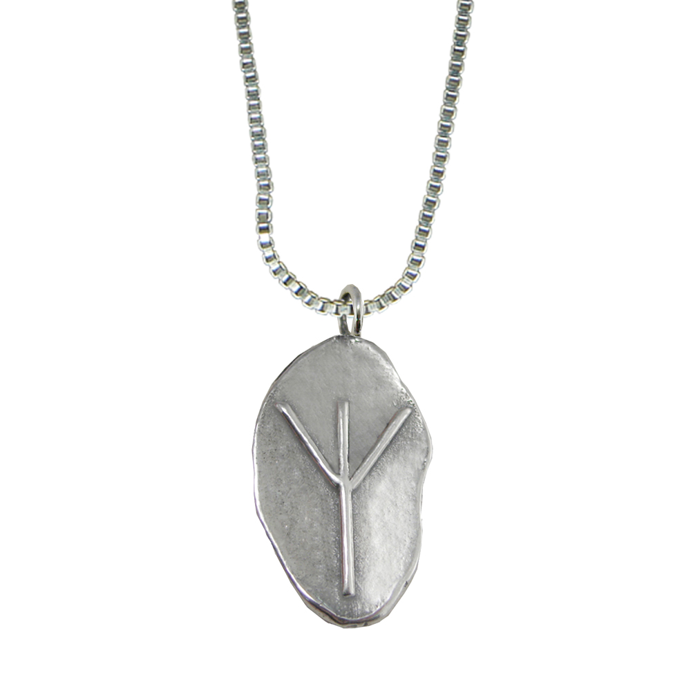 Sterling Silver Runic Symbol Pendant for Protection And Friendship